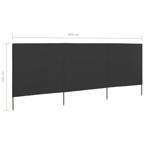 Paravento A 3 Pannelli In Tessuto 400x80 Cm Antracite - Foto 6