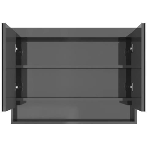 Lusso Casadino - Armadietto Bagno Con Specchio 80x15x60 Cm In Mdf Grigio Lucido - Foto 2