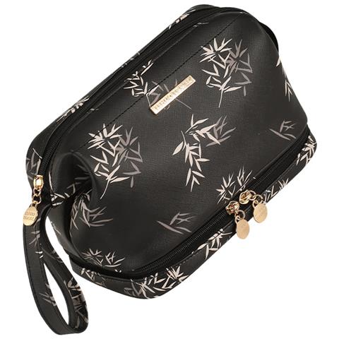 Elegante Borsa Cosmetica In Pelle Pu Nera - Organizer Da Viaggio - Foto 2