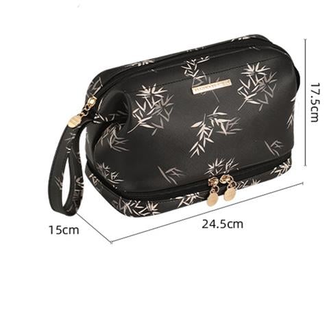 Elegante Borsa Cosmetica In Pelle Pu Nera - Organizer Da Viaggio - Foto 4