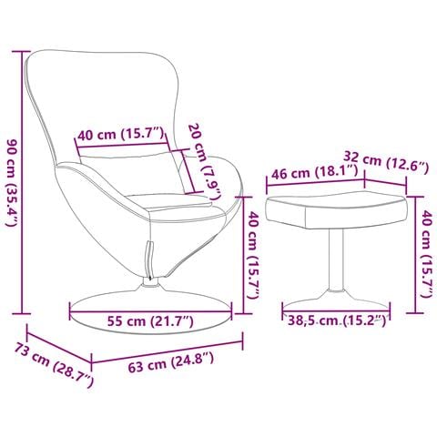 Poltrona a uovo  con poggiapiedi in velluto grigio scuro - Foto 8