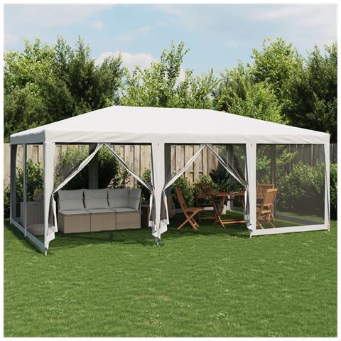 Tenda per Feste con 10 Pareti Laterali in Rete Bianca 6x4m HDPE - Foto 2