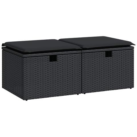 Set Divani da Giardino con Cuscini 2 pz Nero Polyrattan Acacia - Foto 1