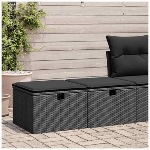 Set Divani da Giardino con Cuscini 2 pz Nero Polyrattan Acacia - Foto 2