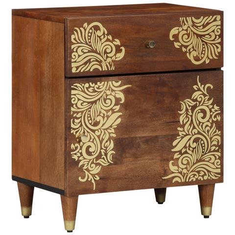 Comodino Marrone miele Legno massello 50 x 33 x 60 cm Durevole - Foto 1
