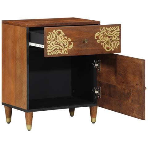 Comodino Marrone miele Legno massello 50 x 33 x 60 cm Durevole - Foto 2
