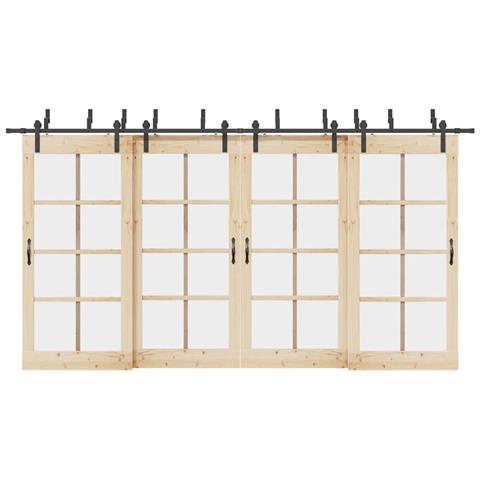 Kit di Binari per Porte Scorrevoli 427 cm Acciaio Nero - Foto 2