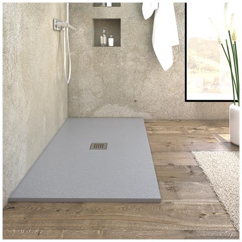 Piatto Doccia 100x70 Cm Linea Pietra Grigio Chiaro Riducibile Su Misura Boston - Foto 1