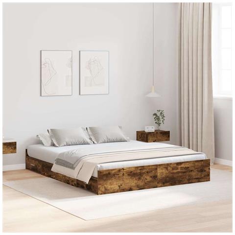 Struttura letto con contenitore Rovere fumo 140 x 200 cm - Foto 2