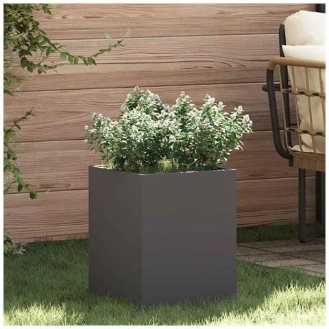 Vaso da giardino Nero 32 x 32 x 40 cm Acciaio laminato a freddo - Foto 2