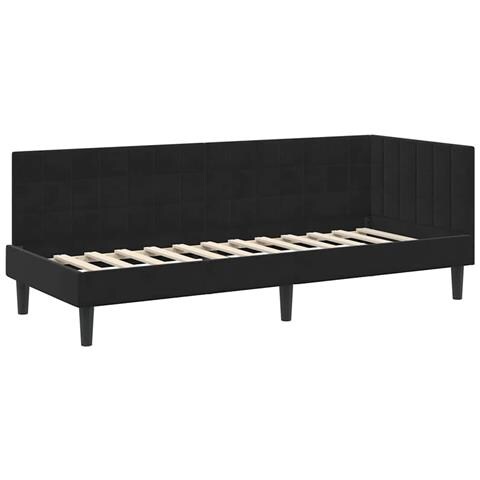 Cornice del letto ad angolo Nero 80 x 200 cm Velluto - Foto 1