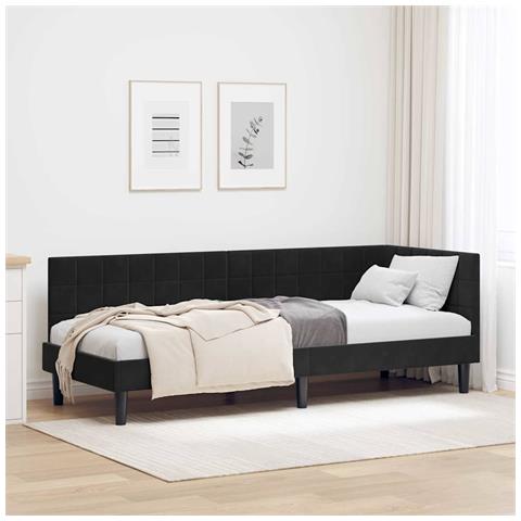 Cornice del letto ad angolo Nero 80 x 200 cm Velluto - Foto 2