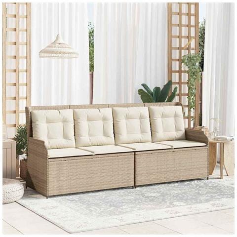 Panchina da giardino con cuscino Beige Poly Rattan - Foto 2