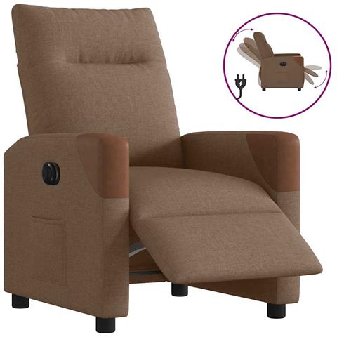 Poltrona Elettrica Reclinabile Marrone in Tessuto - Foto 1