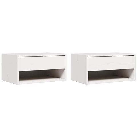 Comodino 2 pcs Bianco 50 x 32.5 x 24 cm Legno di pino massello - Foto 1