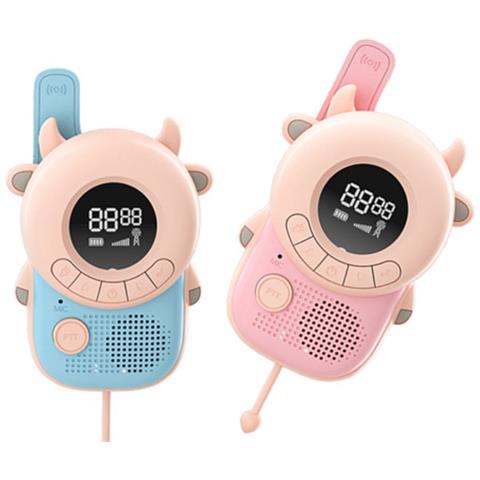 2 Walkie-talkie Bambini Schermo Lcd Retroilluminato Modello Meuh-meuh, Blu / Rosa - Foto 1