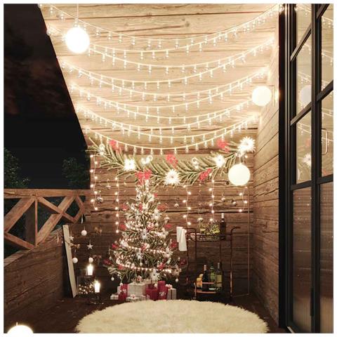 Filo Luci Fatate Sferiche 40m 400 Led Bianco Caldo 8 Funzioni - Foto 8