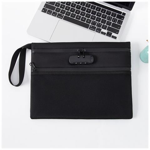 Borsa Di Sicurezza A Strati Visibili Con Lucchetto Antifurto - Organizzatore Di Documenti Sicuro Black - Foto 2