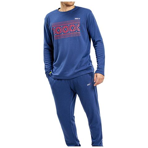 Pigiama Invernale Da Uomo A Maniche Lunghe Girocollo Mu1 - Foto 3