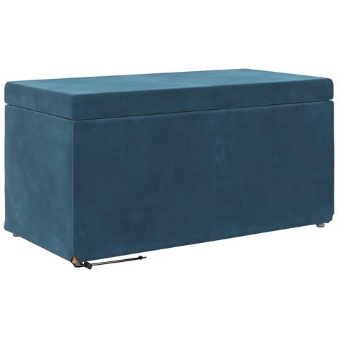 Pouf Blu 81 x 41 x 40 cm Velluto e Legno Ingegnerizzato - Foto 1