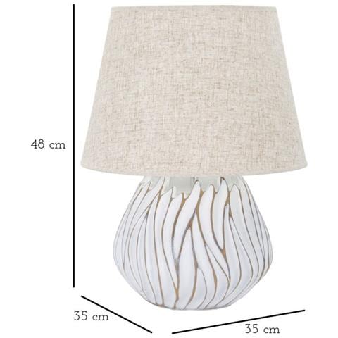 Lampada Da Tavolo Vkh167-bianco-poliresina-35x35x48 Cm - Foto 6