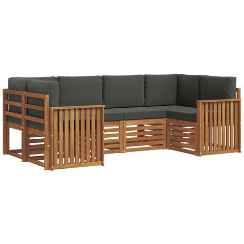 Set divani 20 pcs Naturale e Antracite Legno di Acacia Massello - Foto 1