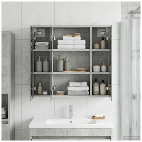 Mobiletto per specchio da bagno Grigio cemento - Foto 2