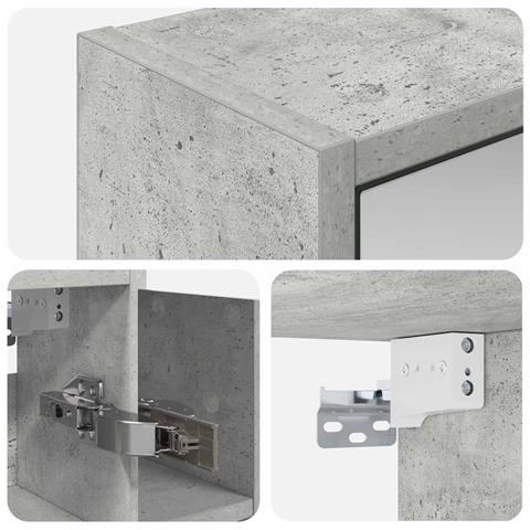 Mobiletto per specchio da bagno Grigio cemento - Foto 9