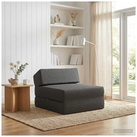 Divano Letto Pieghevole Grigio Scuro 60 x 70 x 41 cm Tessuto - Foto 2
