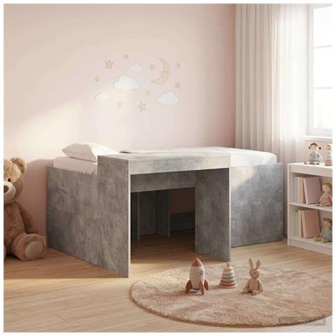 Letto alto per bambini con scrivania Grigio Cemento - Foto 2