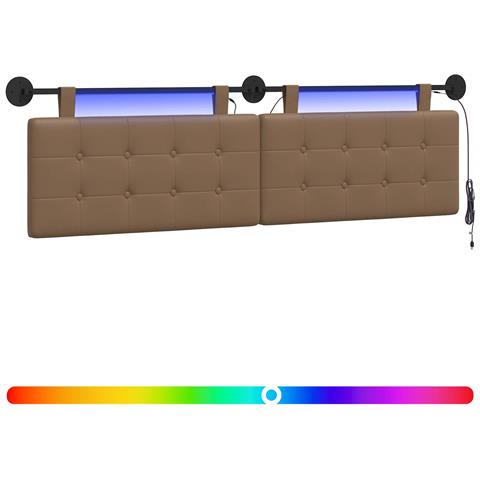 Testiera sospesa Con luce LED Cappuccino Similpelle - Foto 1