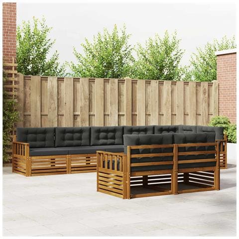 Set di divani da esterno con cuscino 8 pcs Naturale e Antracite - Foto 2