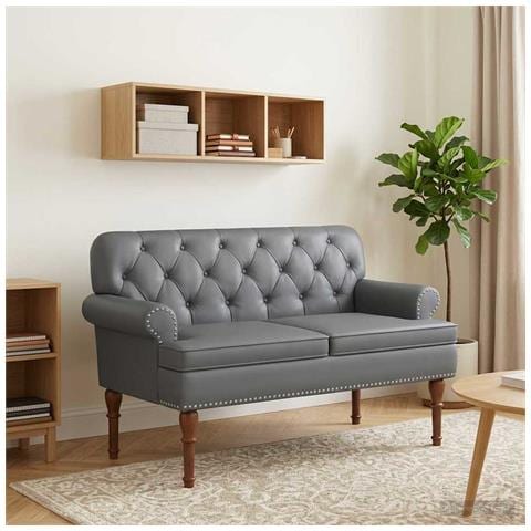 Loveseat con bottoni imbottiti Grigio 120 x 65 x 77 cm - Foto 2