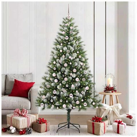 Albero di Natale artificiale con rami snodati e neve imbiancata - Foto 2