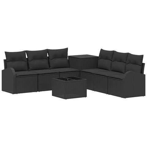 Set di divani 8 pz Nero Rattan sintetico e Acciaio - Foto 1