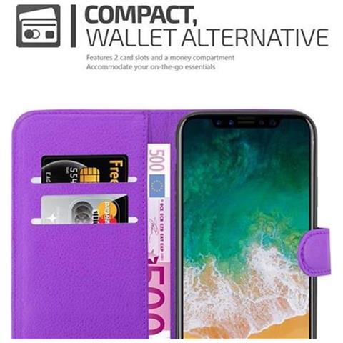 Cadorabo Custodia Compatibile Con Apple Iphone X / Xs In Violetta Ametista - Coperchio Protettiva Con Chiusura Magnetica, Funzione Stand E Tasca Per Le Carte - Foto 2