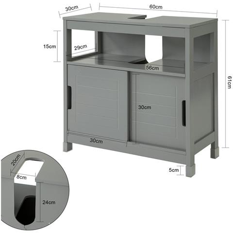 Mobile Sottolavabo Con Ante Scorrevoli 60x30x61cm Frg128-sg - Foto 2