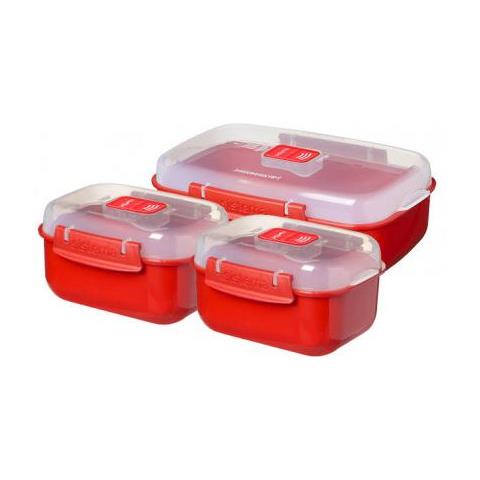 Sistema Set 3 Contenitori Microware Rosso - Foto 1