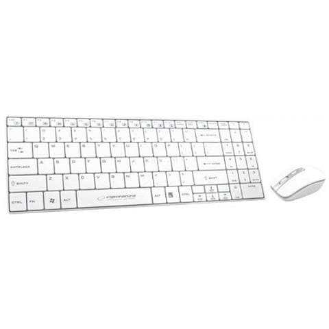 Tastiera USB + RF Wireless + Bluetooth EK122W (Layout QWERTY) Colore Bianco - Foto 1