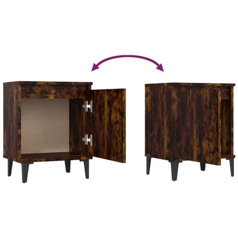 Comodini con Gambe in Metallo Rovere Fumo 40x30x50 cm - Foto 2