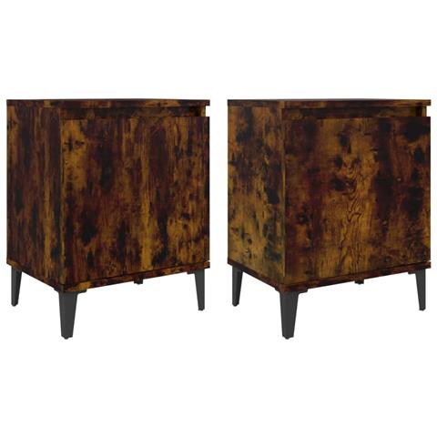 Comodini con Gambe in Metallo Rovere Fumo 40x30x50 cm - Foto 1