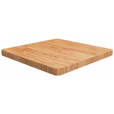 Piano Tavolo Quadrato Marrone Chiaro 60x60x4cm Rovere Trattato - Foto 1