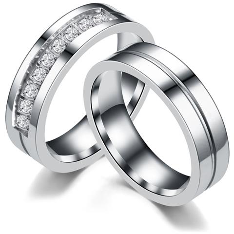 Confezione Da 2 Anelli Per Coppia Con Set Di Strass A Fila Singola  19 Mm/20.8 Mm - Foto 1