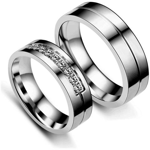 Confezione Da 2 Anelli Per Coppia Con Set Di Strass A Fila Singola  19 Mm/20.8 Mm - Foto 6