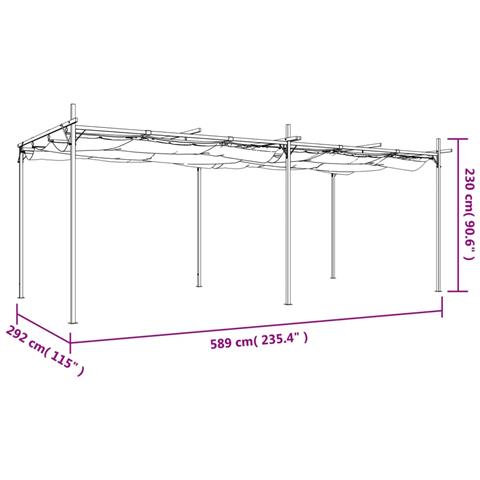 Pergola Con Tetto Retrattile Antracite 589x292x230 Cm - Foto 2