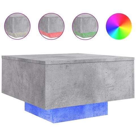 Tavolino Da Soggiorno Con Luci Led Grigio Cemento 55x55x31 Cm - Foto 2