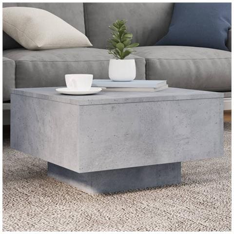 Tavolino Da Soggiorno Con Luci Led Grigio Cemento 55x55x31 Cm - Foto 1