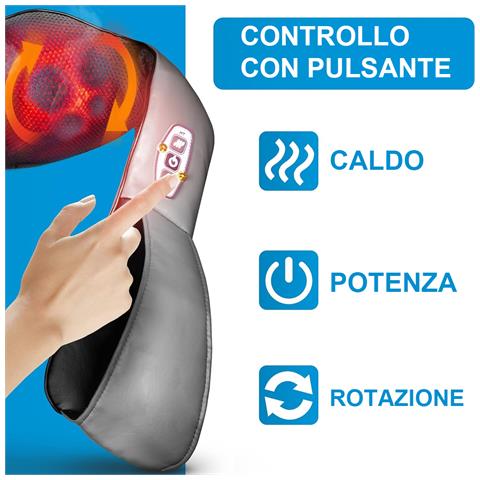 Massaggiatore Elettrico Cuscino Massaggio Shiatsu Collo Spalla Calore Infrarossi - Foto 7