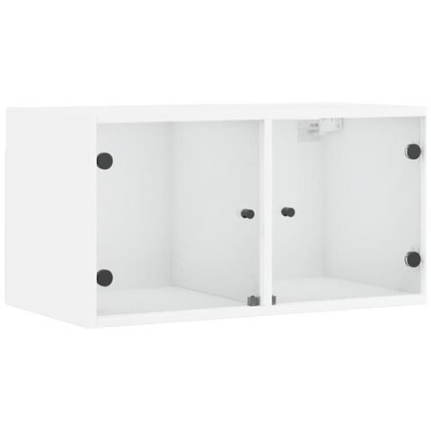 Mobile A Muro Con Ante In Vetro Bianco 68,5x37x35 Cm - Foto 2