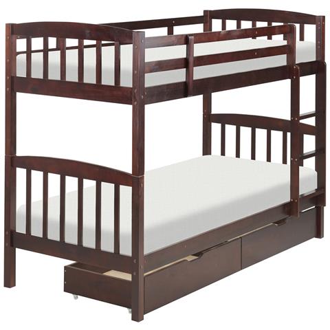 Letto A Castello Con Contenitore Legno Scuro 90 X 200 Cm Revin - Foto 2